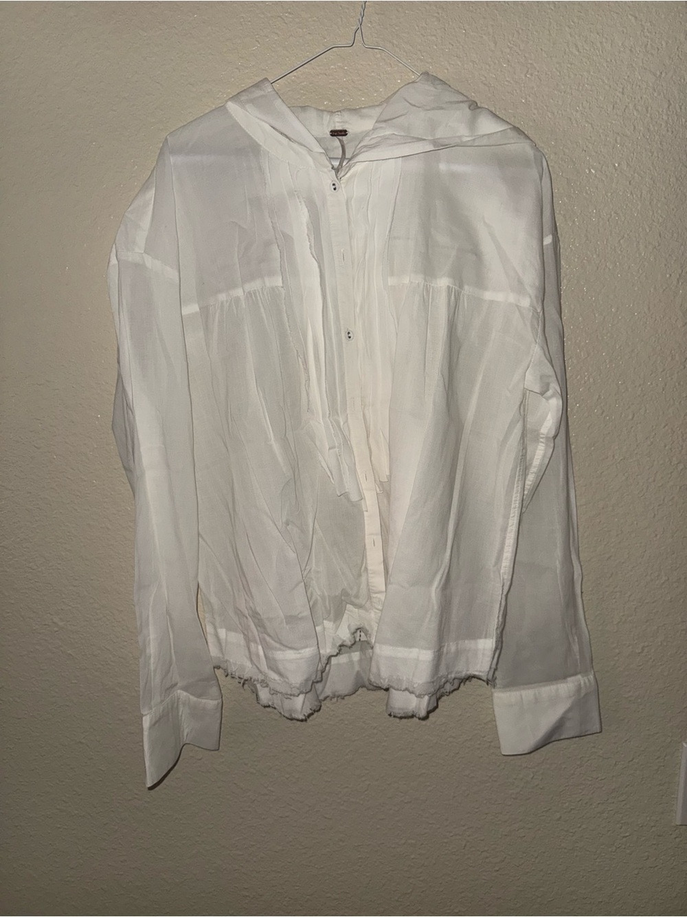Free People White Hooded Button-Front Peasant Top - Picture 3 of 6